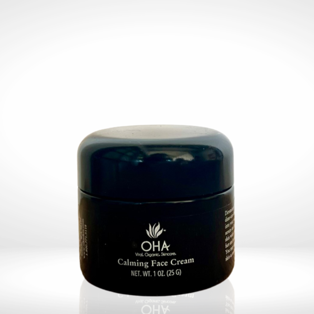 Jar of calming face cream for sensitive skin